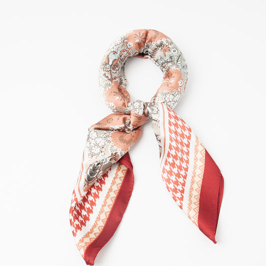 878721  Skjerf, Lite skjerf paisley/ruter - burgunder