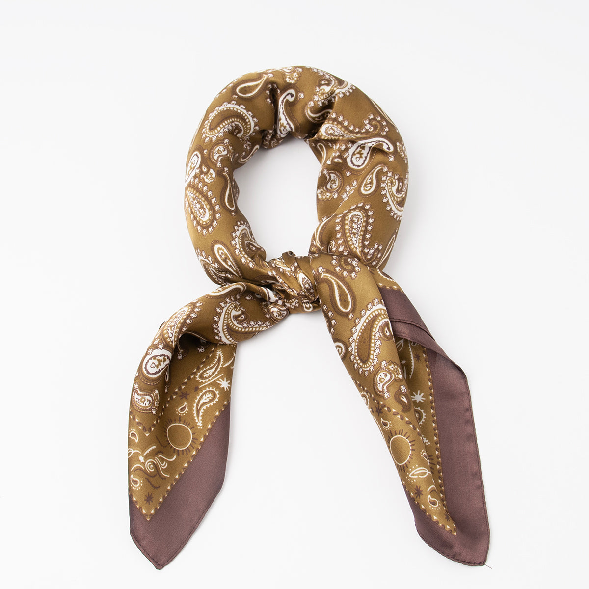 879950  Skjerf, Lite skjerf paisley print - olivengrønn