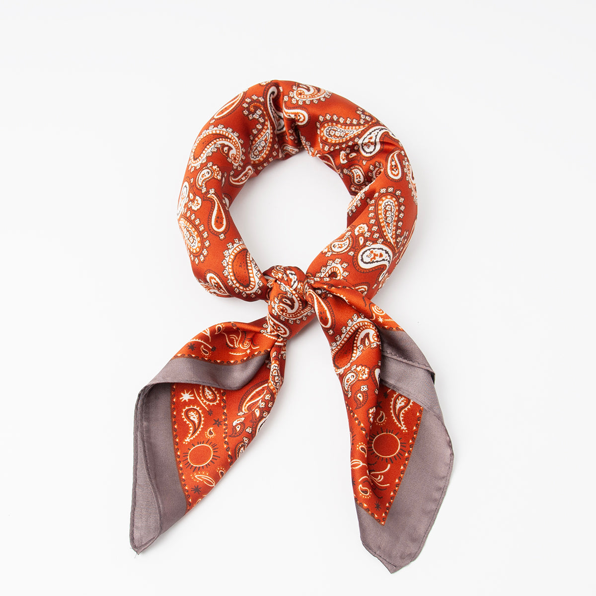 879970  Skjerf, Lite skjerf paisley print - mørk orange