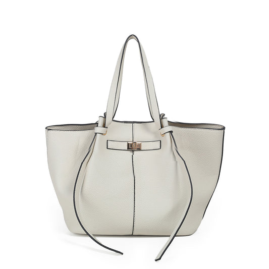 882405 Vesker, STOR JOSEFINE shopper med frontspenne - beige