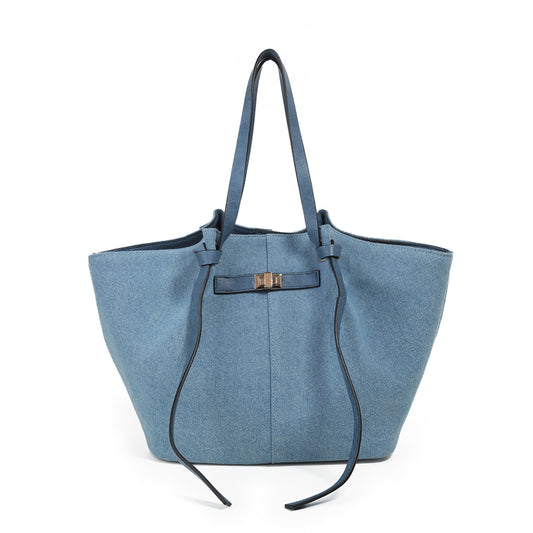 882446 Vesker, STOR JOSEFINE shopper med frontspenne - blå