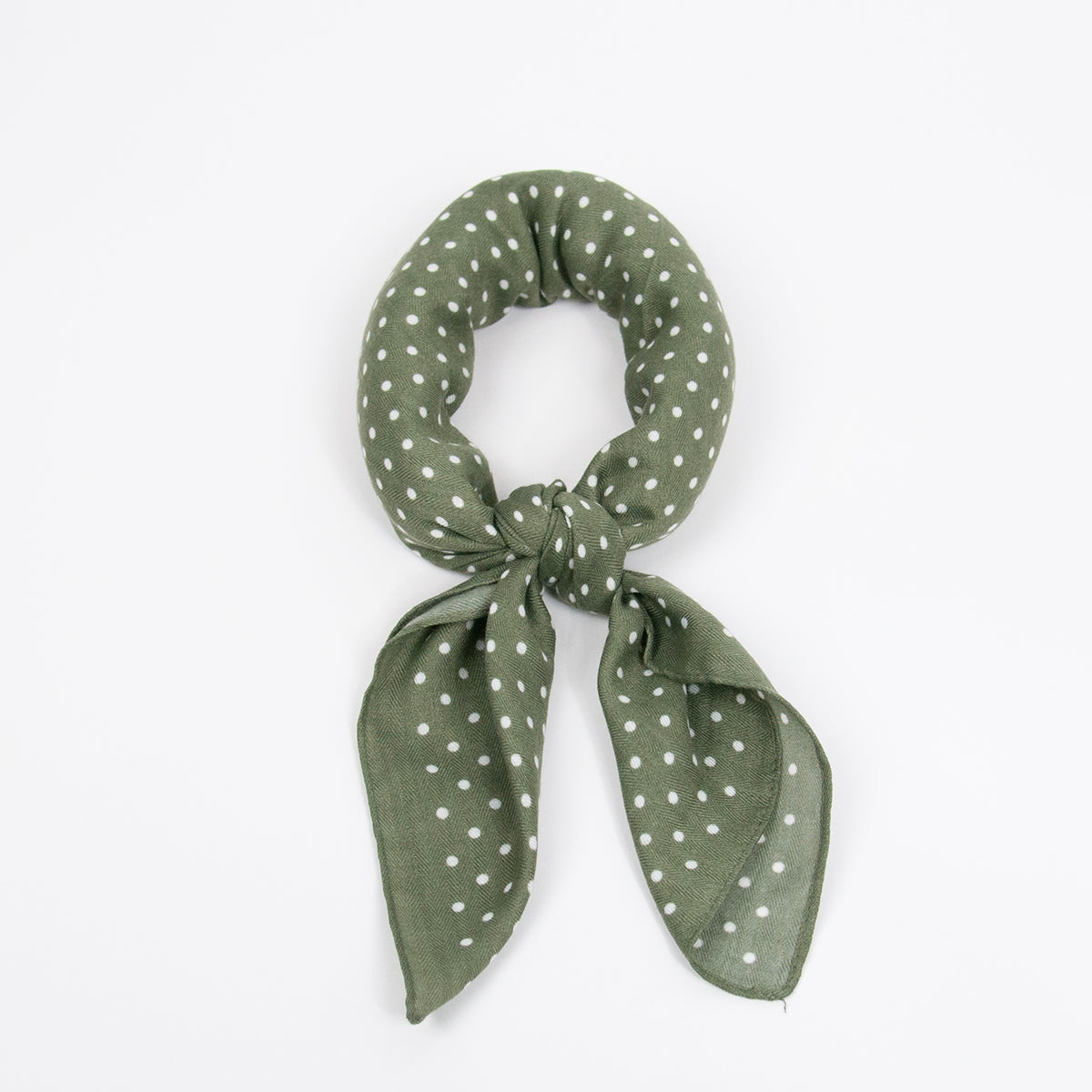 888450  Skjerf, Lite skjerf vevet kvalitet prikket print - olivengrønn