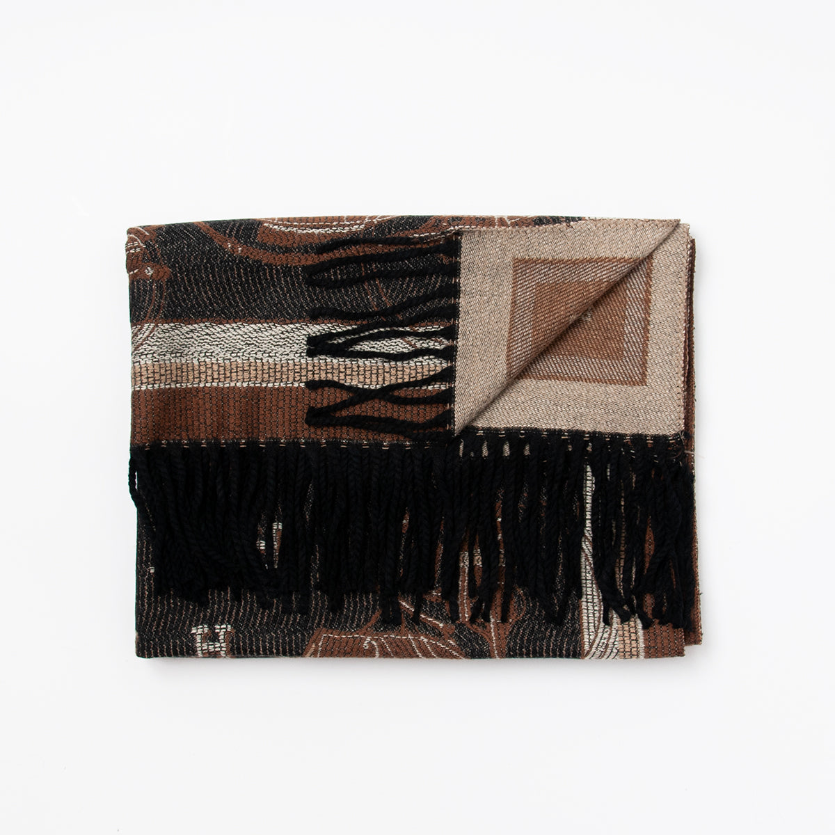 881101  Skjerf, Mykt skjerf Hest print - brun/svart