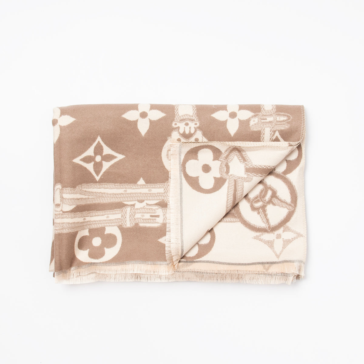 881905  Skjerf, Mykt skjerf LVt print - beige