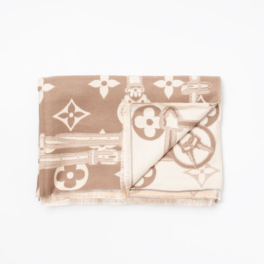 881905  Skjerf, Mykt skjerf LVt print - beige