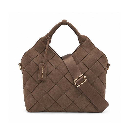930011 Veske, MINA flettet semsket shopper - brun