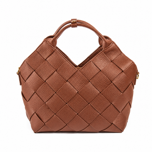 882215 Vesker, Stor flettet shopper  - cognac