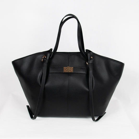 882401 Vesker, STOR JOSEFINE shopper med frontspenne - svart