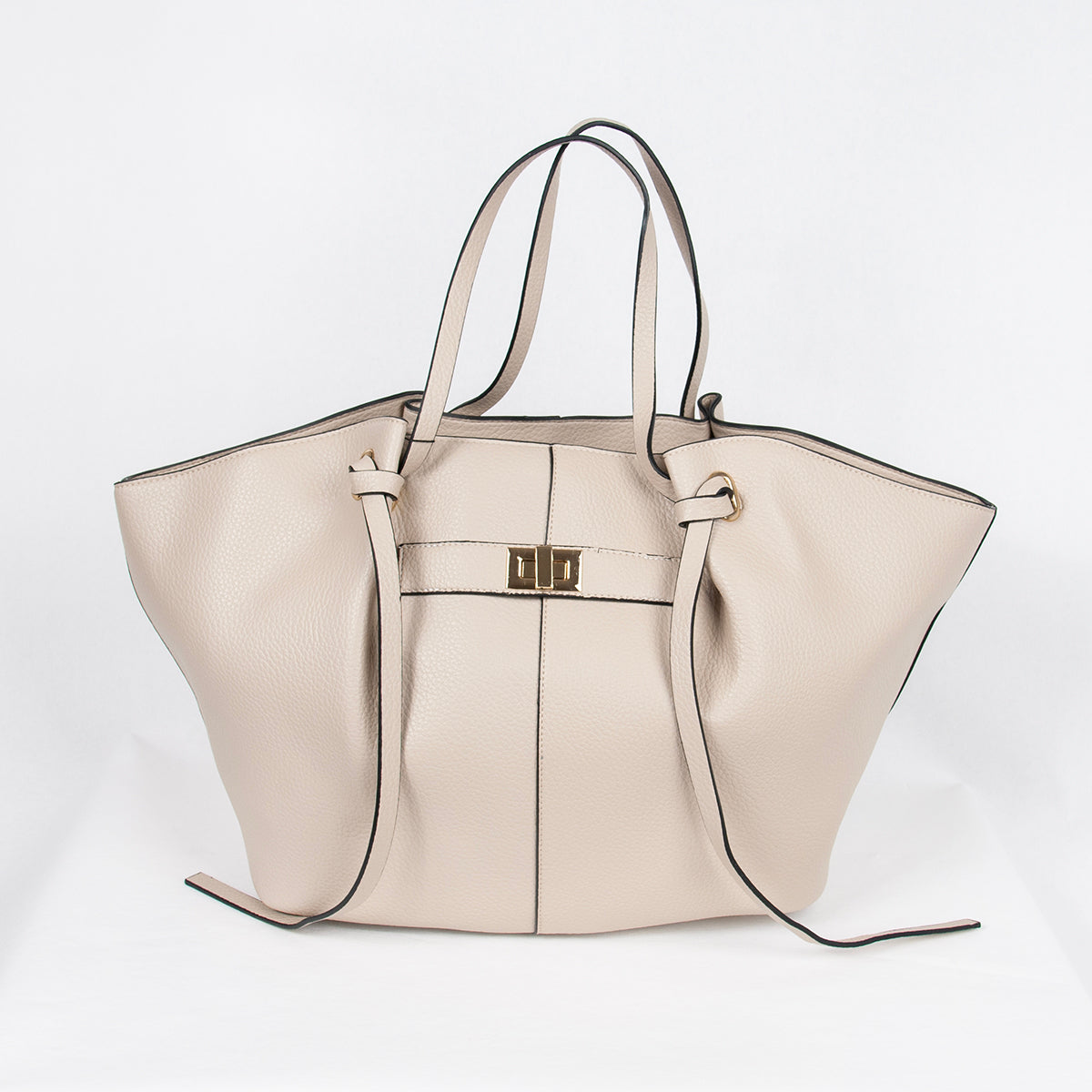 882405 Vesker, STOR JOSEFINE shopper med frontspenne - beige