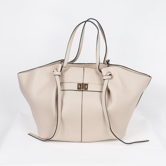 882405 Vesker, STOR JOSEFINE shopper med frontspenne - beige