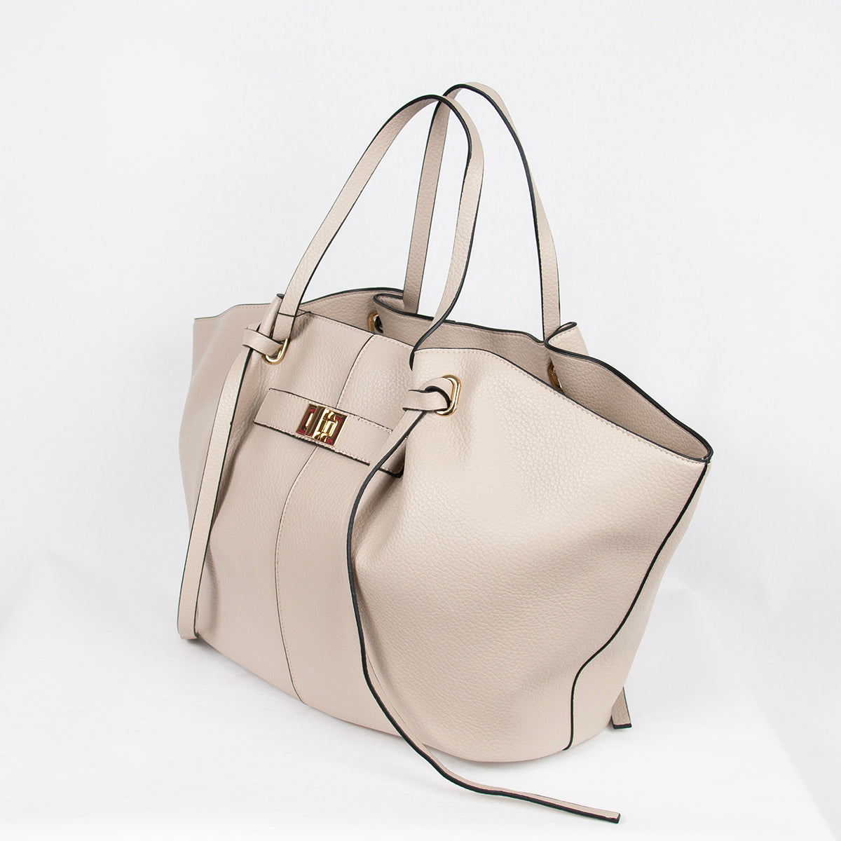 882405 Vesker, STOR JOSEFINE shopper med frontspenne - beige