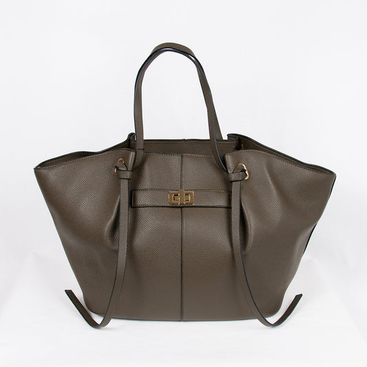 882411 Vesker, STOR JOSEFINE shopper med frontspenne - brun