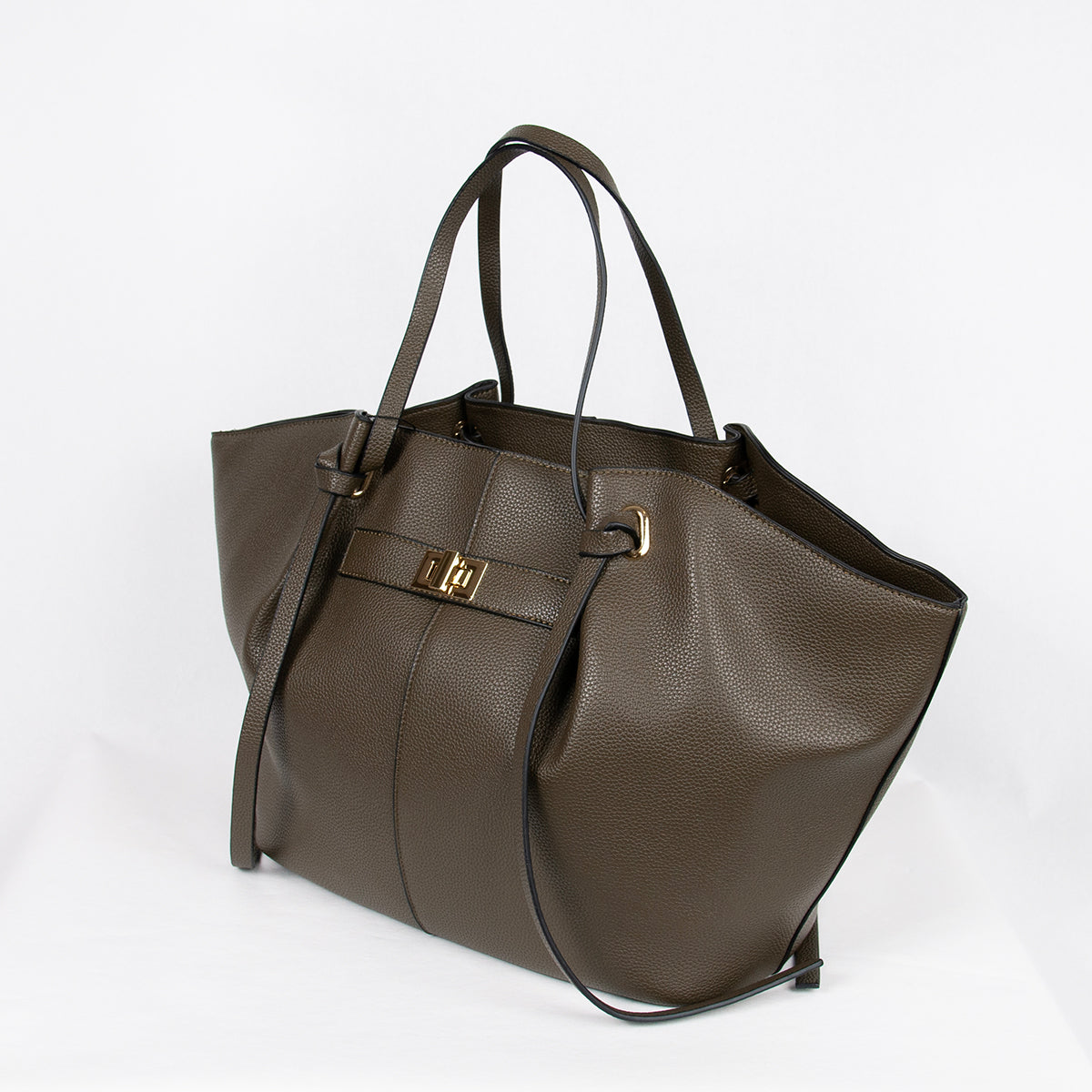 882411 Vesker, STOR JOSEFINE shopper med frontspenne - brun