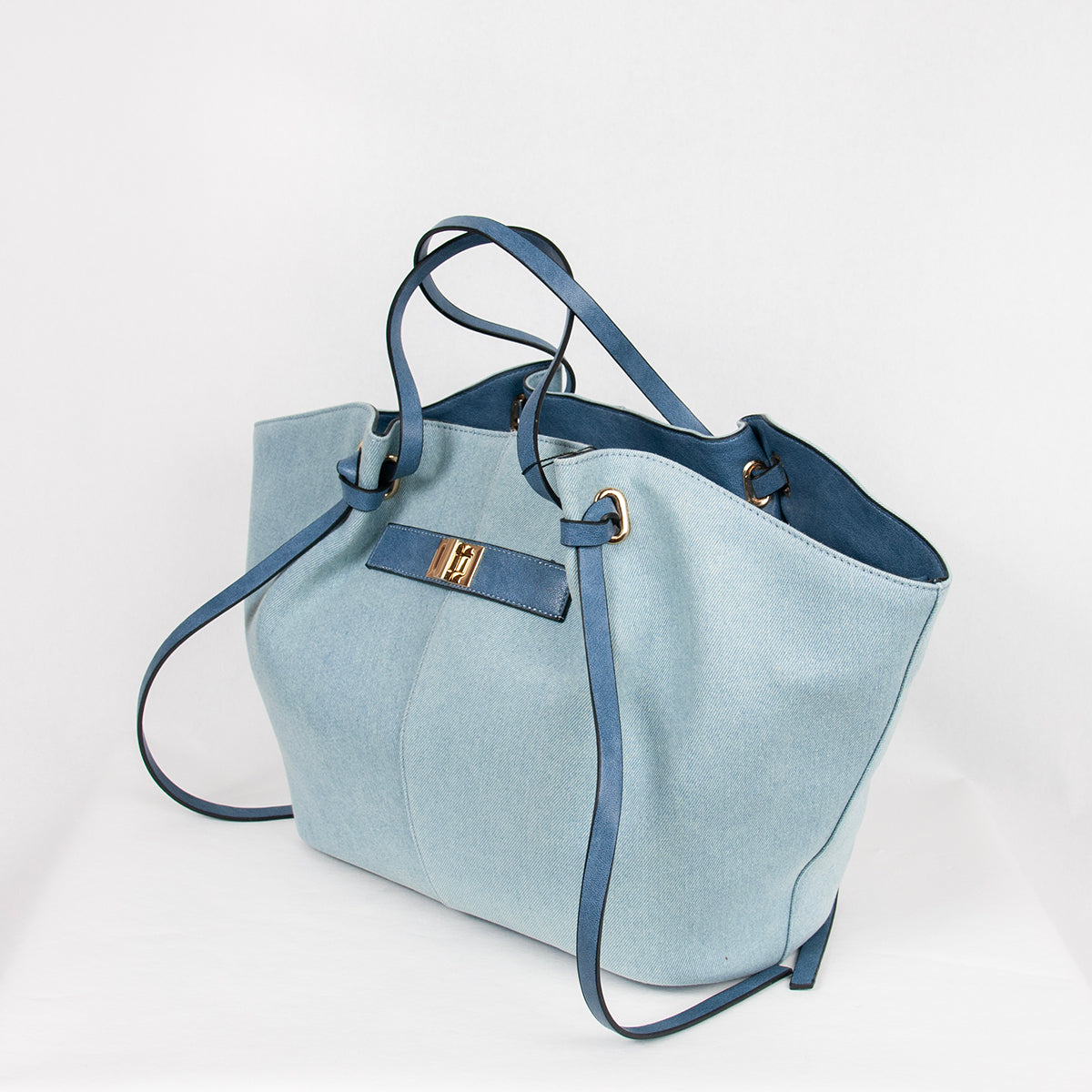 882446 Vesker, STOR JOSEFINE shopper med frontspenne - blå