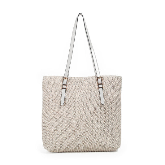 882702 Vesker, JOANNA shopper i strå- offwhite