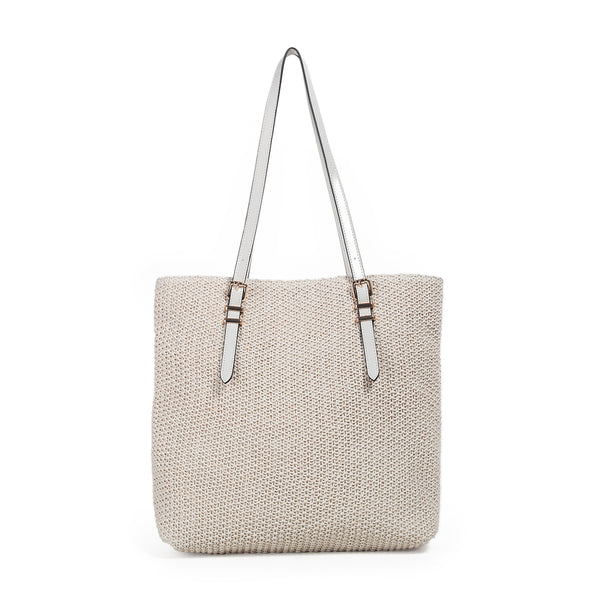 882702 Vesker, JOANNA shopper i strå- offwhite