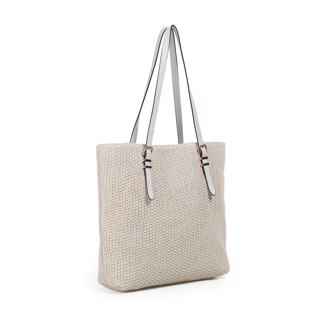 882702 Vesker, JOANNA shopper i strå- offwhite