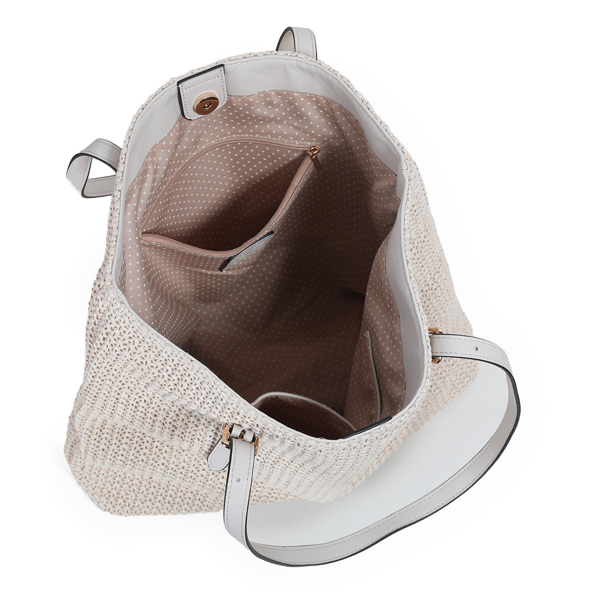 882702 Vesker, JOANNA shopper i strå- offwhite