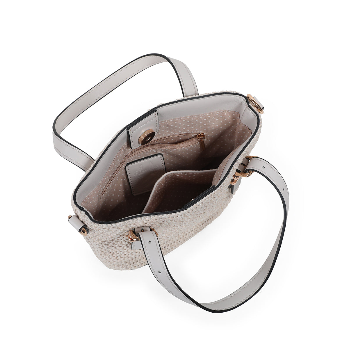 882802 Vesker, JOJO mini shopper i strå- offwhite