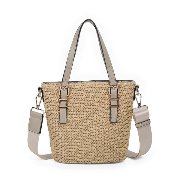882805 Vesker, JOJO mini shopper i strå- beige