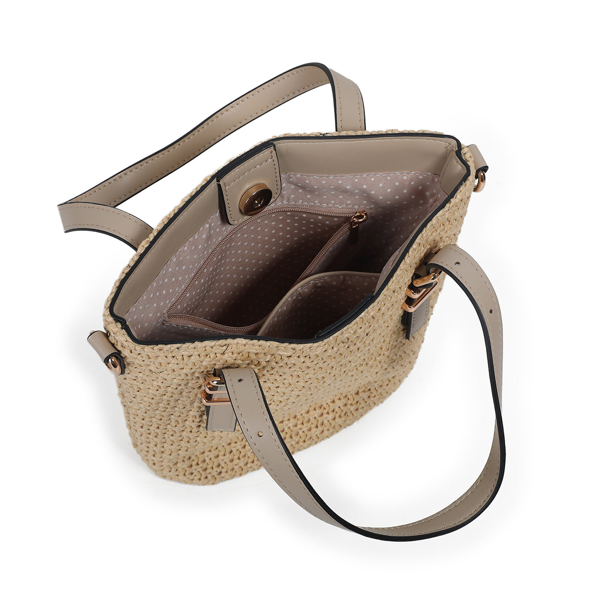 882805 Vesker, JOJO mini shopper i strå- beige