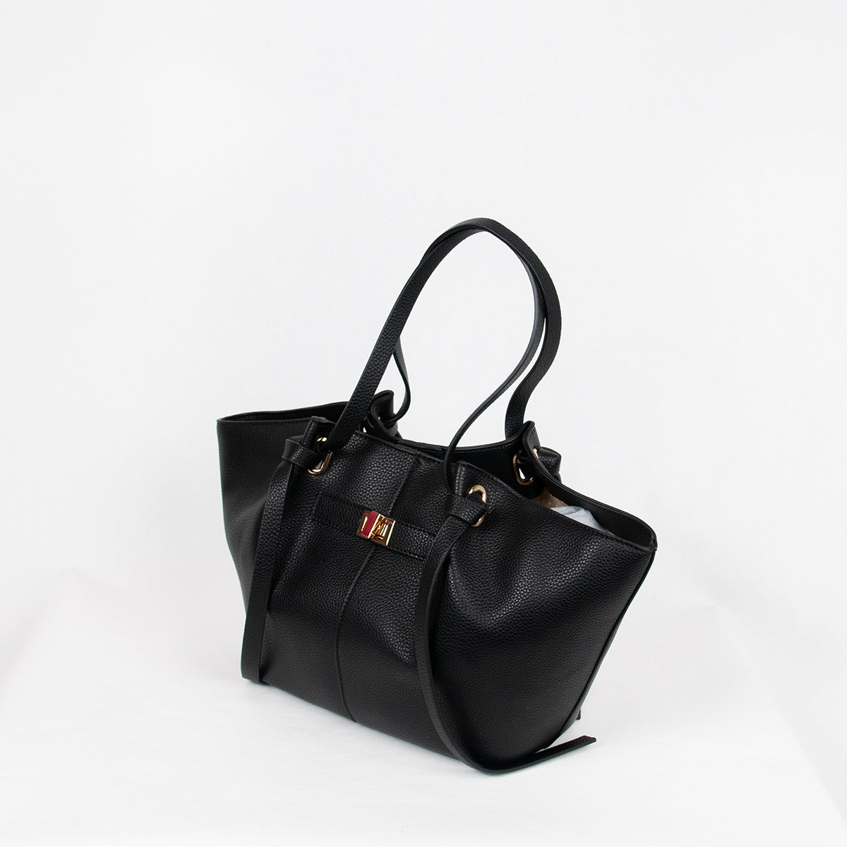883101 Vesker, JOSEFINE shopper med frontspenne - svart