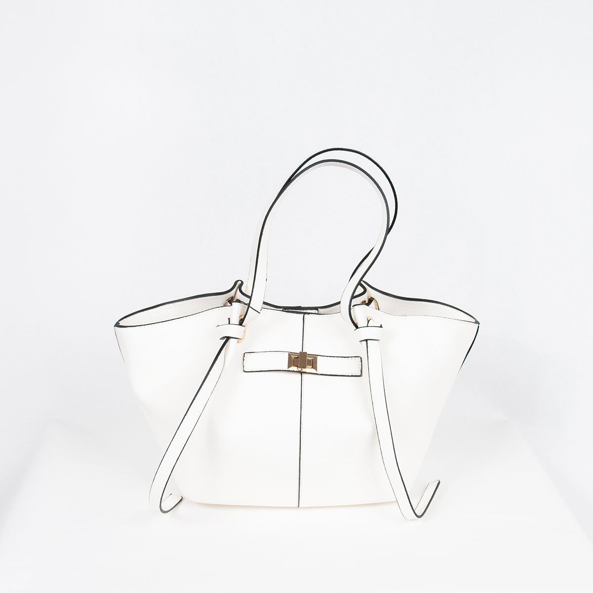 883102 Vesker, JOSEFINE shopper med frontspenne - hvit