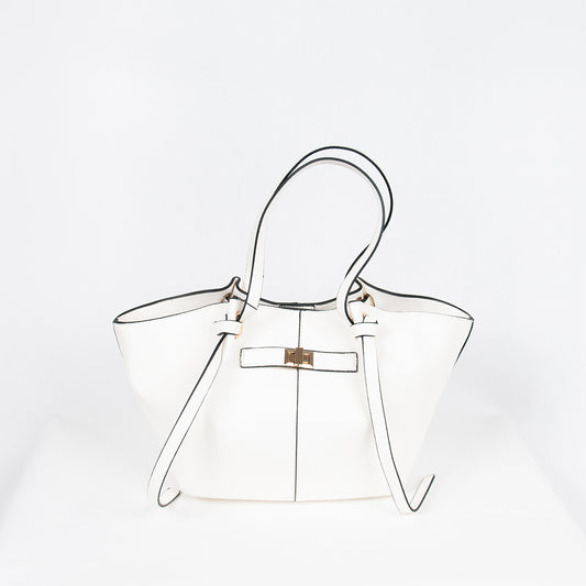 883102 Vesker, JOSEFINE shopper med frontspenne - hvit