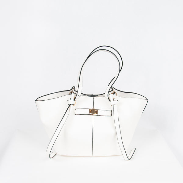 883102 Vesker, JOSEFINE shopper med frontspenne - hvit
