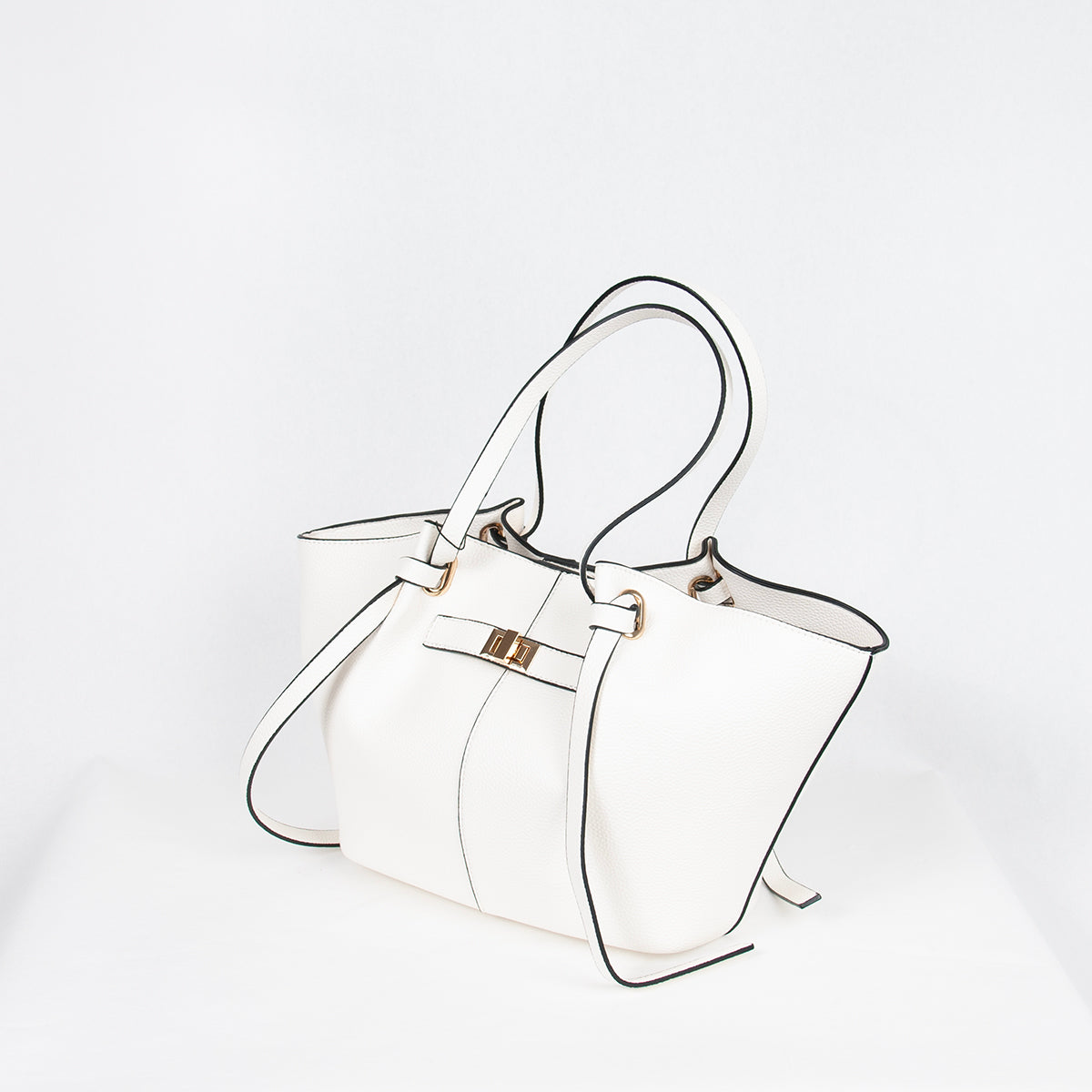 883102 Vesker, JOSEFINE shopper med frontspenne - hvit