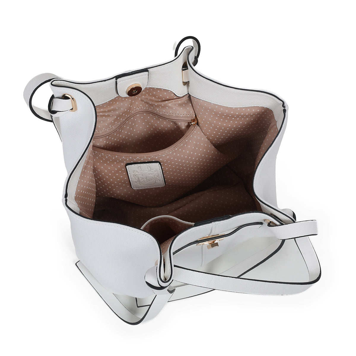 883102 Vesker, JOSEFINE shopper med frontspenne - hvit