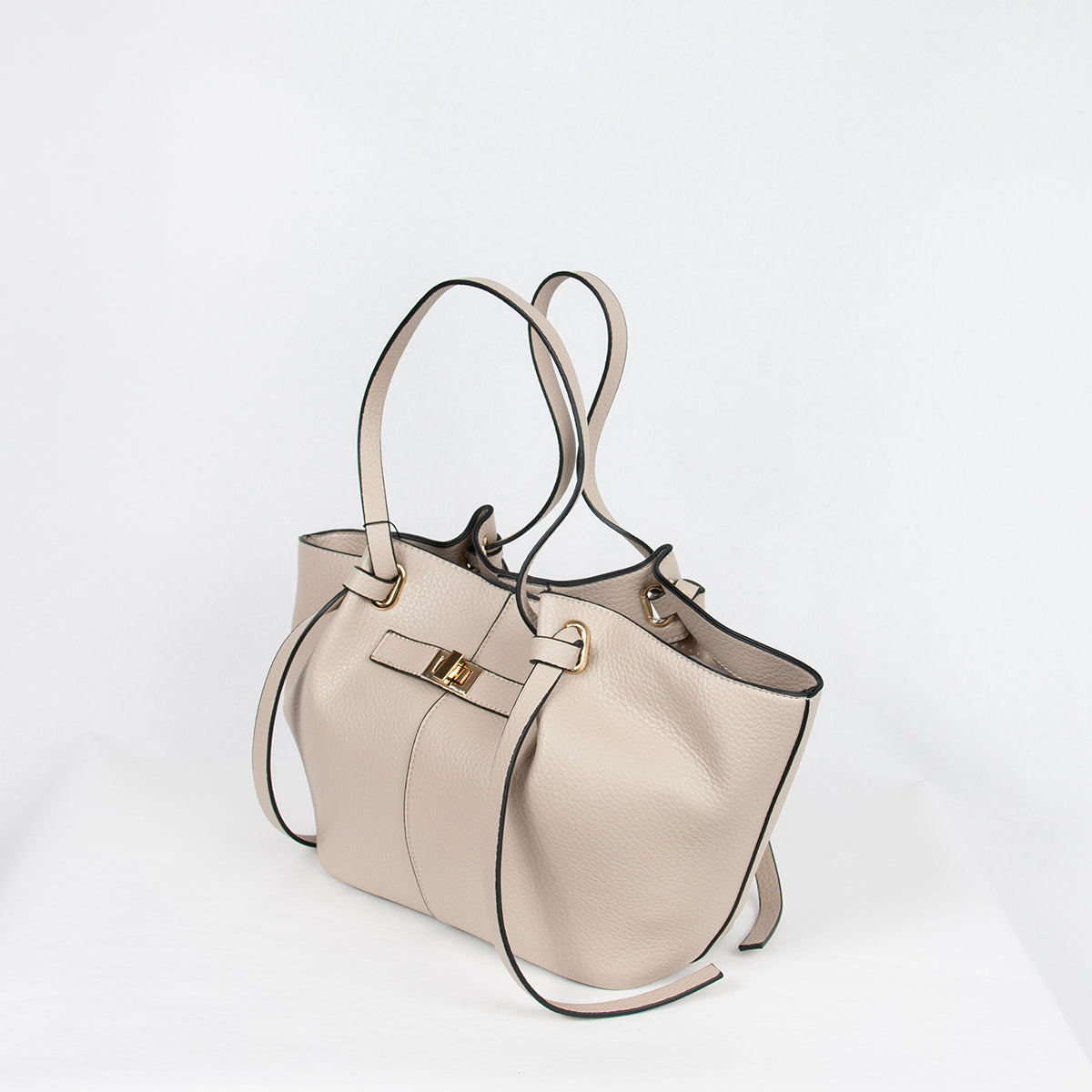 883105 Vesker, JOSEFINE shopper med frontspenne - beige