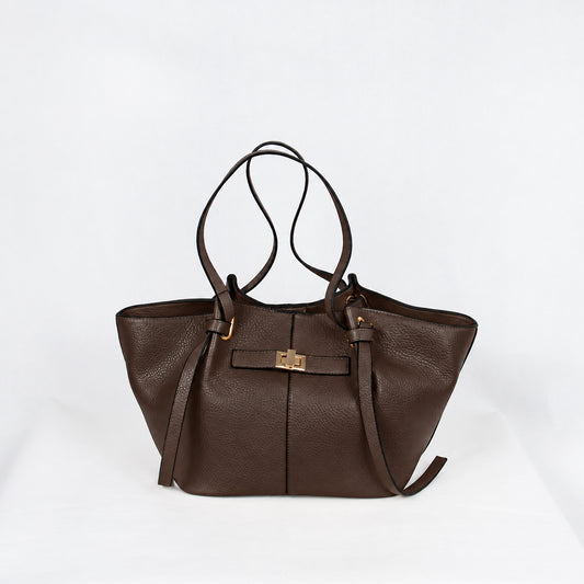 883112 Vesker, JOSEFINE shopper med frontspenne - brun