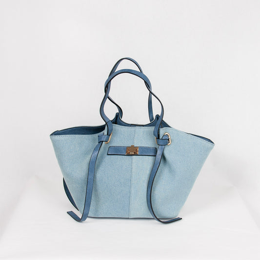 883146 Vesker, JOSEFINE shopper med frontspenne - blå