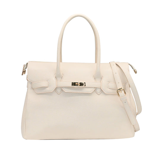 883405 Vesker, HAMPTON  shopper med frontspenne - beige