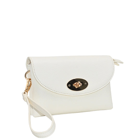 883502 Vesker,DANIELLE clutch med frontspenne - hvit