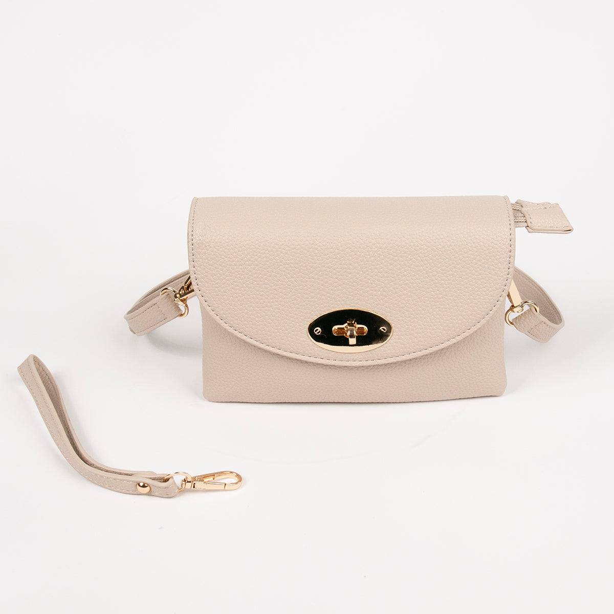 883505 Vesker,DANIELLE clutch med frontspenne - beige