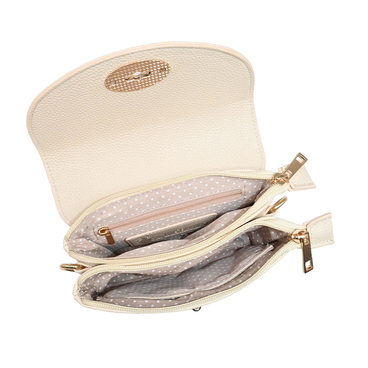 883505 Vesker,DANIELLE clutch med frontspenne - beige