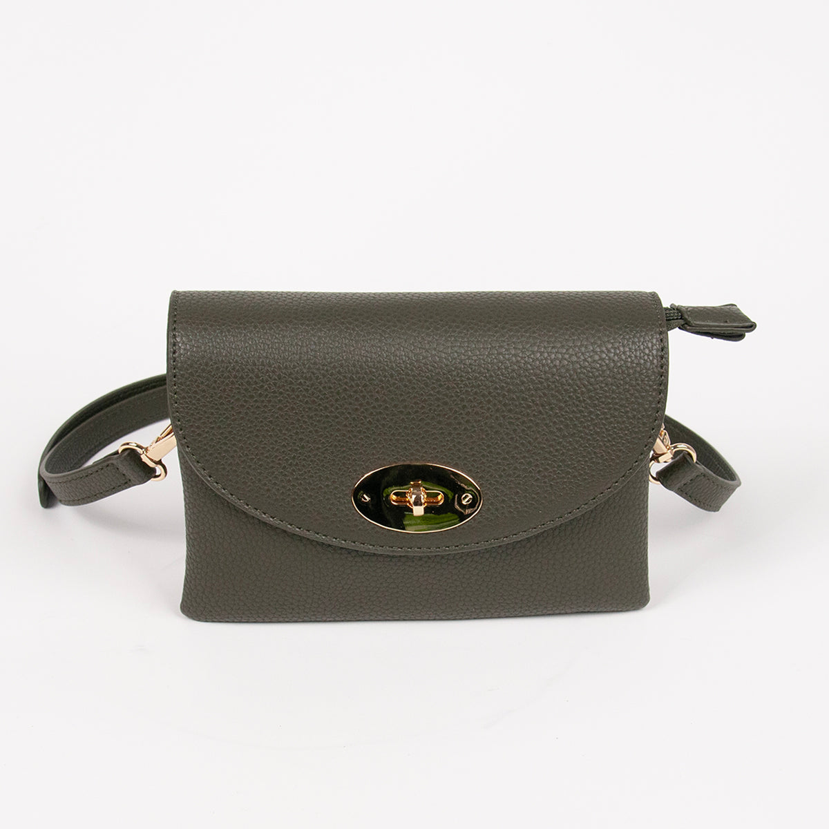 883511 Vesker,DANIELLE clutch med frontspenne - olivengrønn