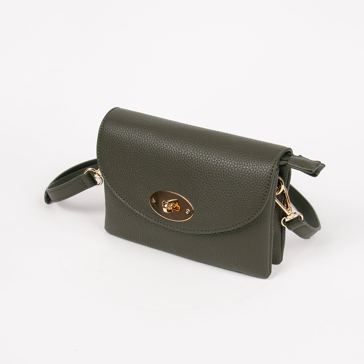883511 Vesker,DANIELLE clutch med frontspenne - olivengrønn