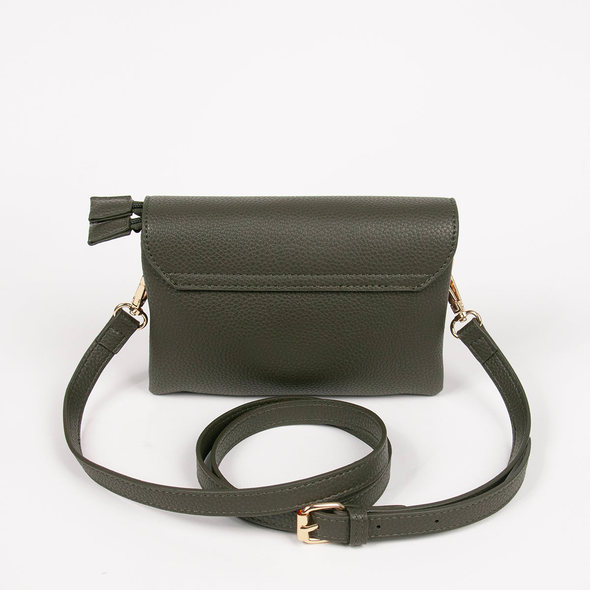 883511 Vesker,DANIELLE clutch med frontspenne - olivengrønn