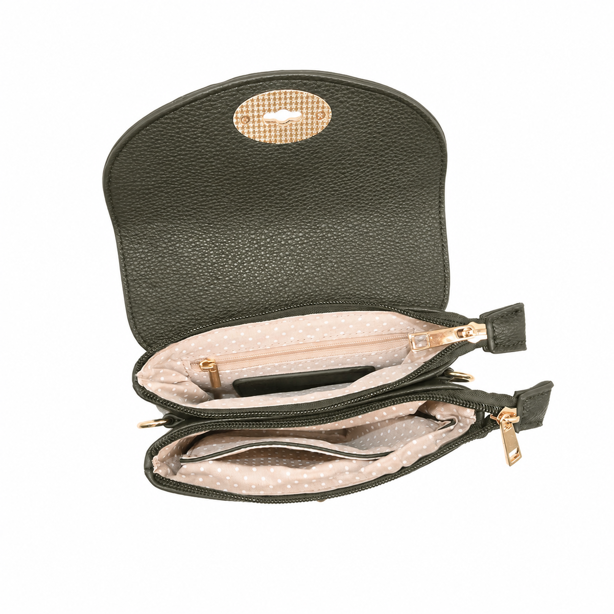 883511 Vesker,DANIELLE clutch med frontspenne - olivengrønn