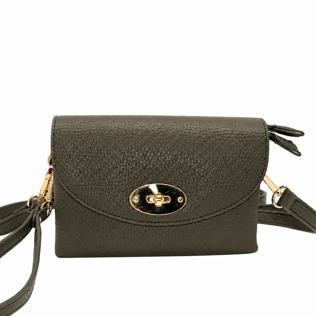 883511 Vesker,DANIELLE clutch med frontspenne - olivengrønn
