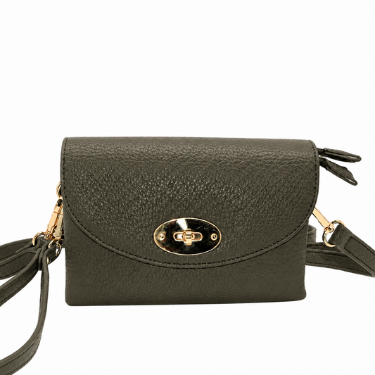 883511 Vesker,DANIELLE clutch med frontspenne - olivengrønn