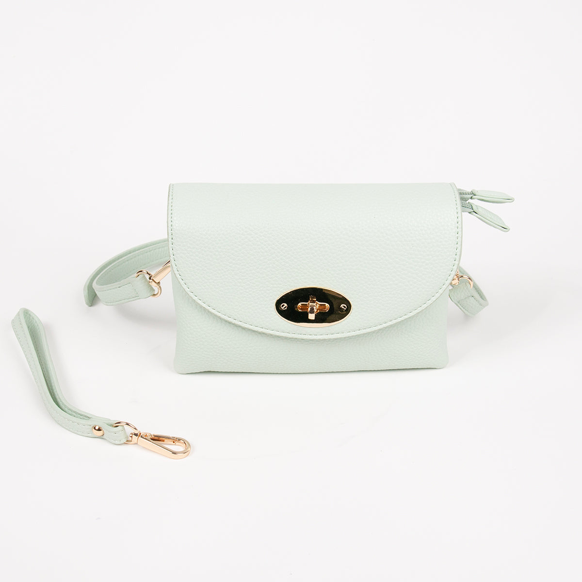 883558 Vesker,DANIELLE clutch med frontspenne - lys grønn
