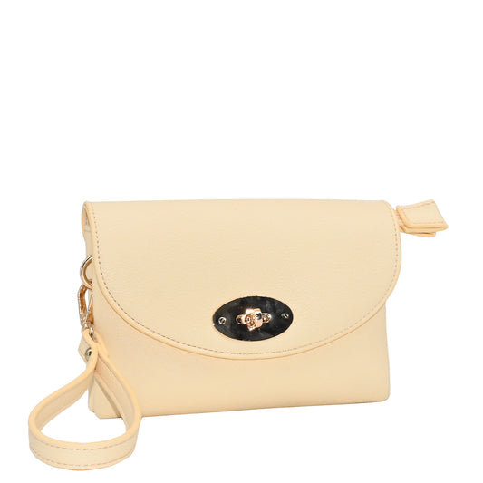 883562 Vesker,DANIELLE clutch med frontspenne - lys gul