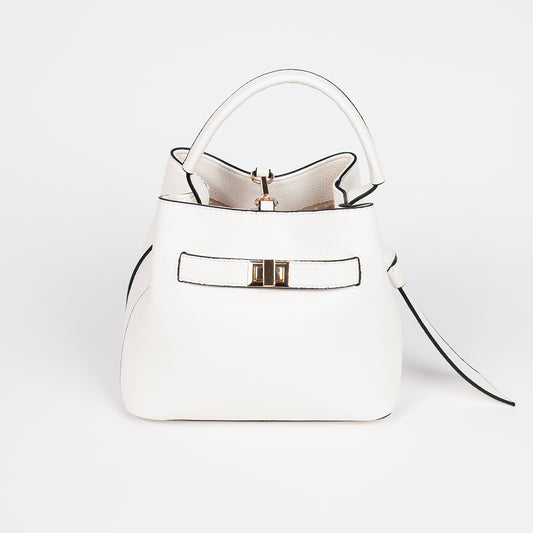 883902 Vesker, JOY liten bucketbag med frontspenne - hvit