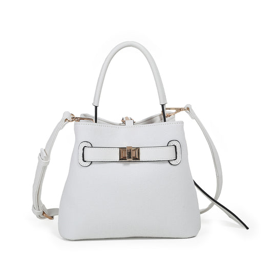 883902 Vesker, JOY liten bucketbag med frontspenne - hvit