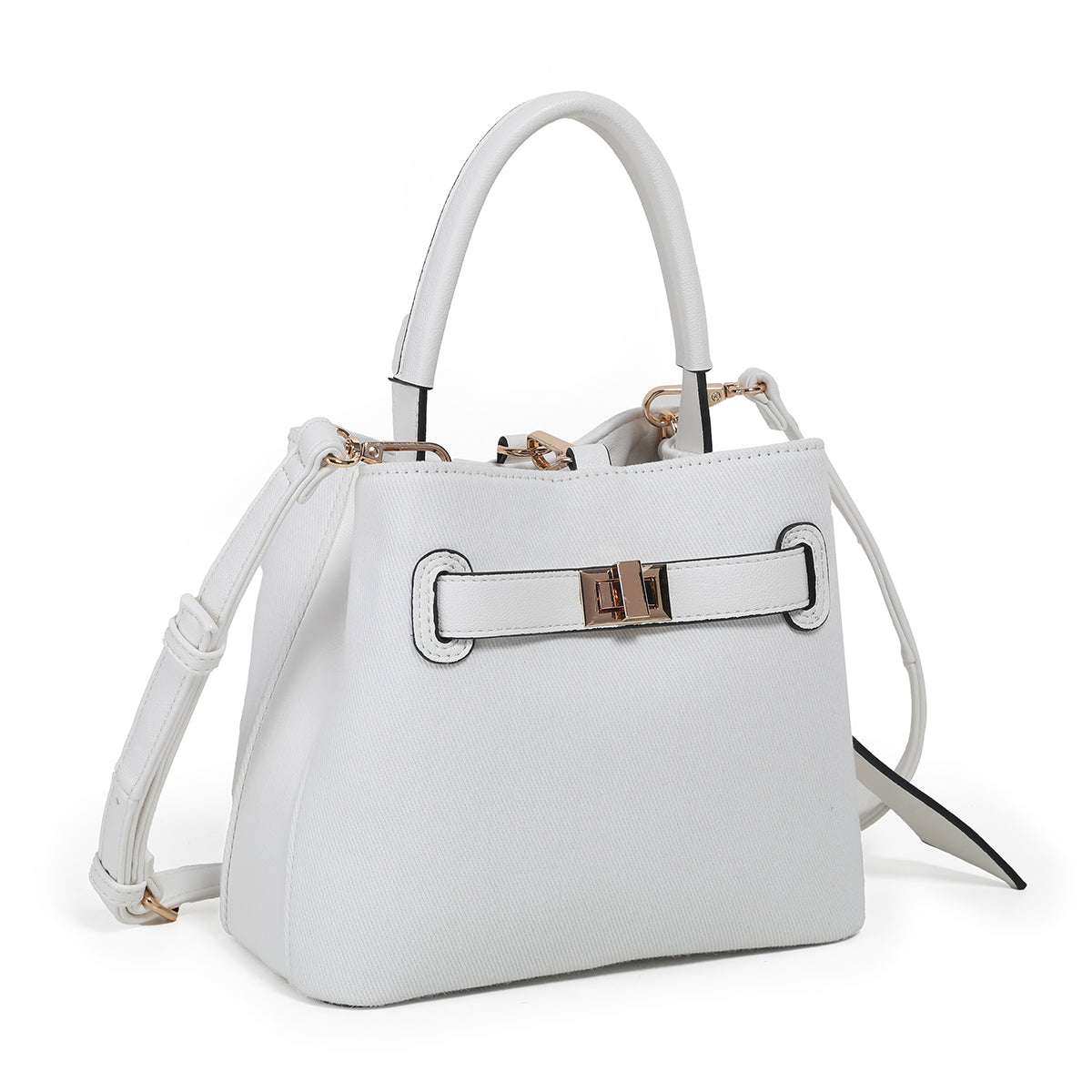 883902 Vesker, JOY liten bucketbag med frontspenne - hvit