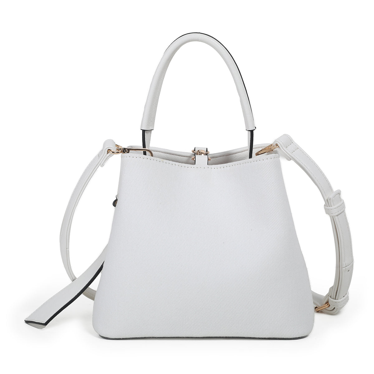 883902 Vesker, JOY liten bucketbag med frontspenne - hvit